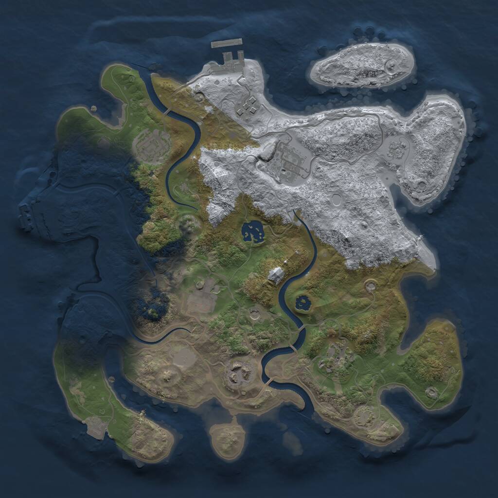 Rust Map: Procedural Map, Size: 3200, Seed: 1487558357, 13 Monuments