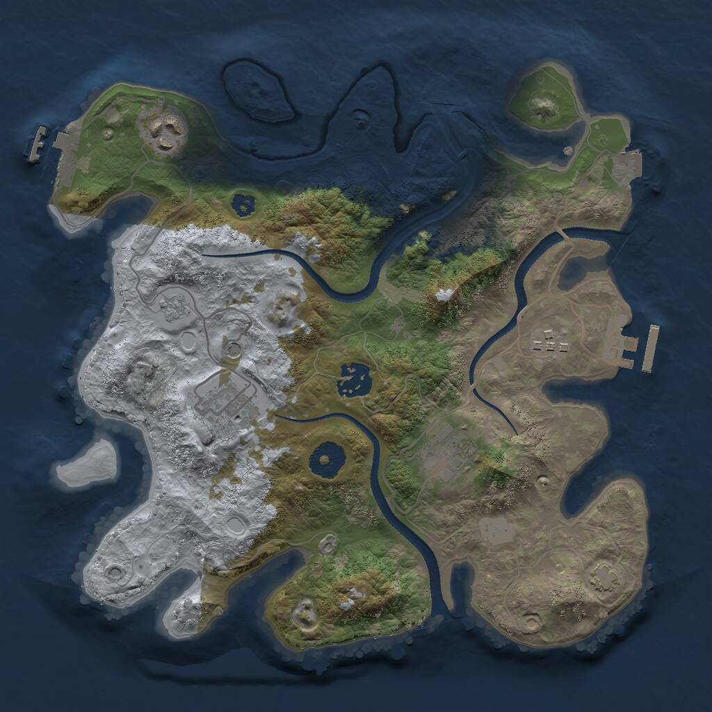 Rust Map: Procedural Map, Size: 3000, Seed: 2068951345, 11 Monuments