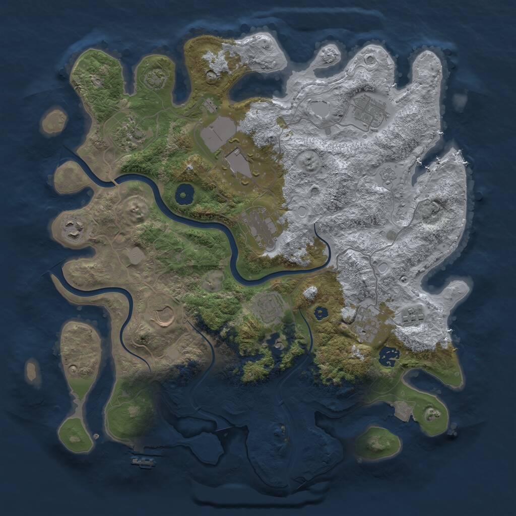 Rust Map: Procedural Map, Size: 3750, Seed: 2048607983, 15 Monuments