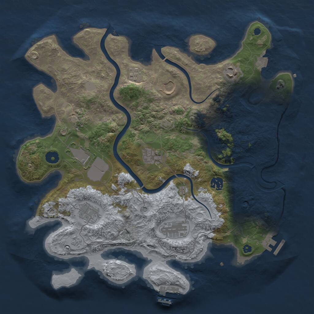 Rust Map: Procedural Map, Size: 3600, Seed: 674169, 15 Monuments