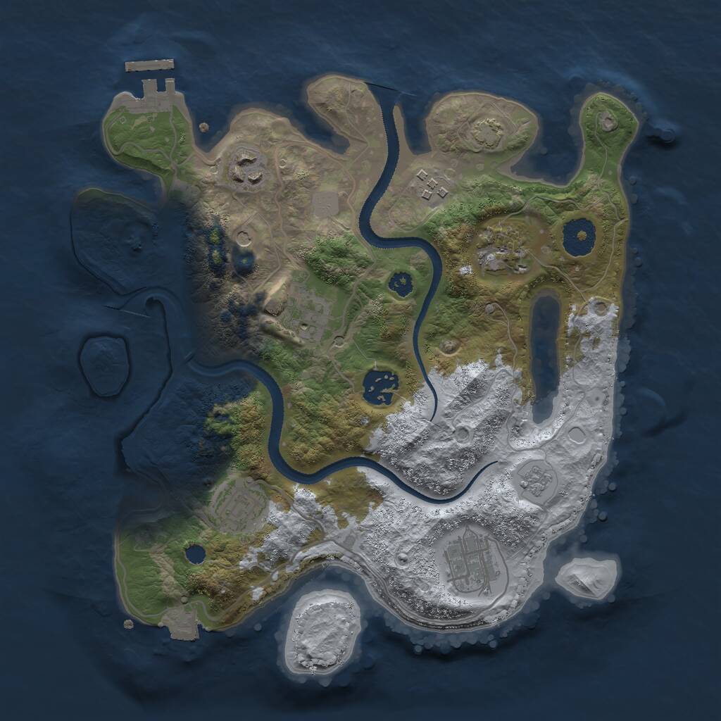 Rust Map: Procedural Map, Size: 3000, Seed: 46608505, 12 Monuments