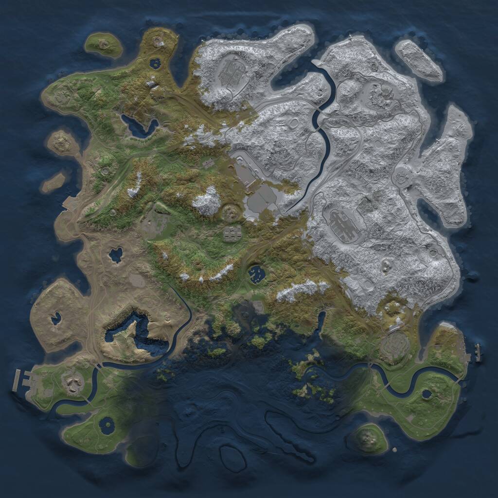Rust Map: Procedural Map, Size: 4500, Seed: 2071889901, 16 Monuments