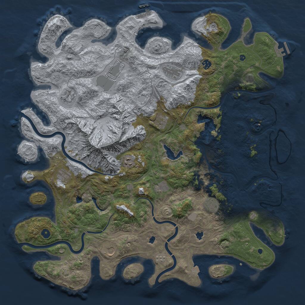 Rust Map: Procedural Map, Size: 5000, Seed: 2046254446, 17 Monuments
