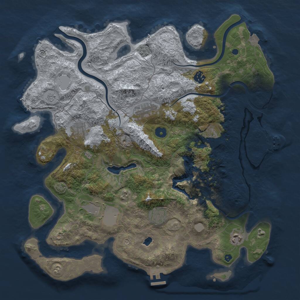 Rust Map: Procedural Map, Size: 4000, Seed: 23341, 14 Monuments