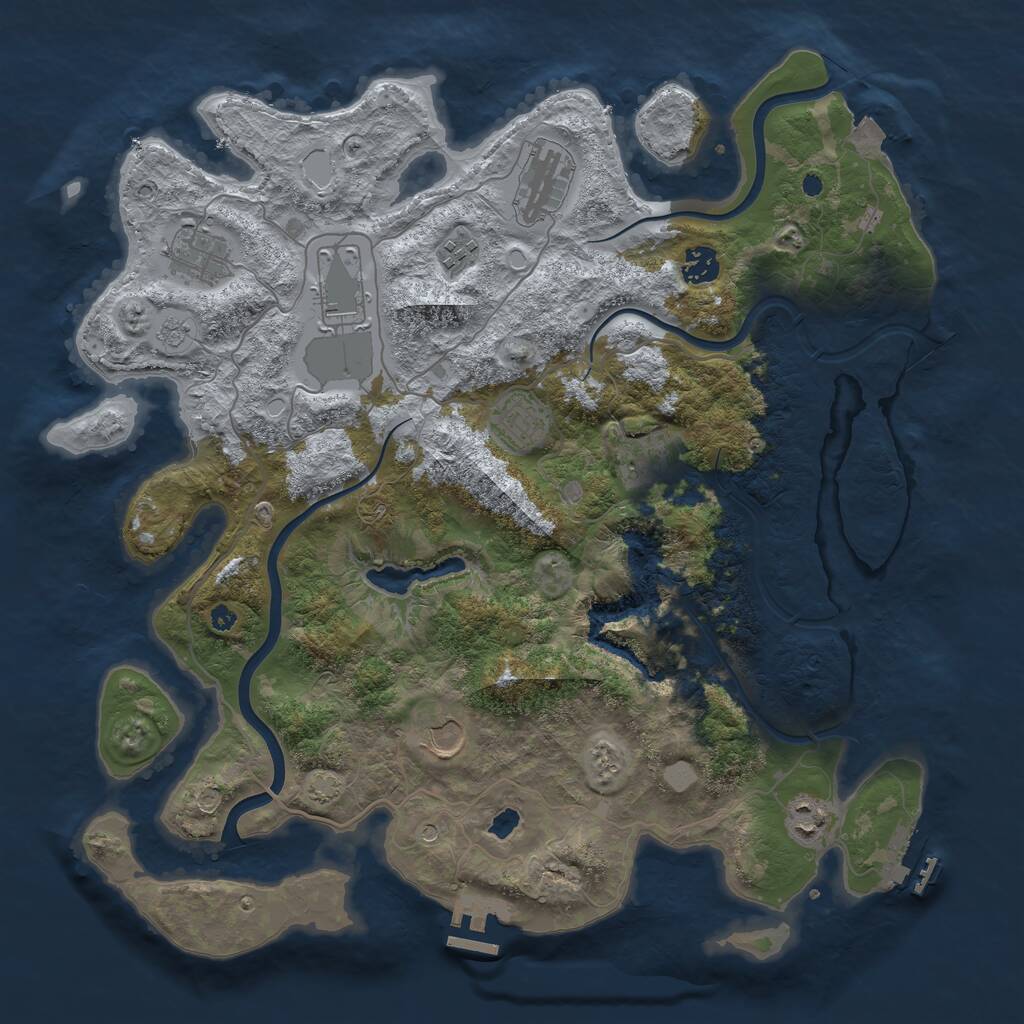 Rust Map: Procedural Map, Size: 4000, Seed: 23341, 15 Monuments