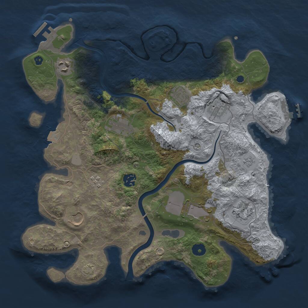 Rust Map: Procedural Map, Size: 3500, Seed: 922166, 15 Monuments