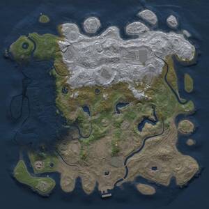 Thumbnail Rust Map: Procedural Map, Size: 4500, Seed: 273258023, 16 Monuments