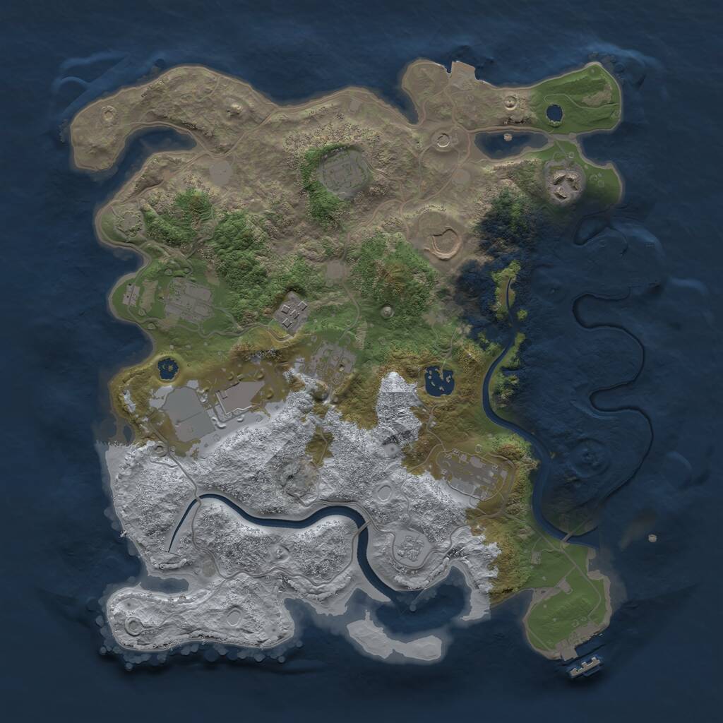 Rust Map: Procedural Map, Size: 3500, Seed: 1345403636, 15 Monuments