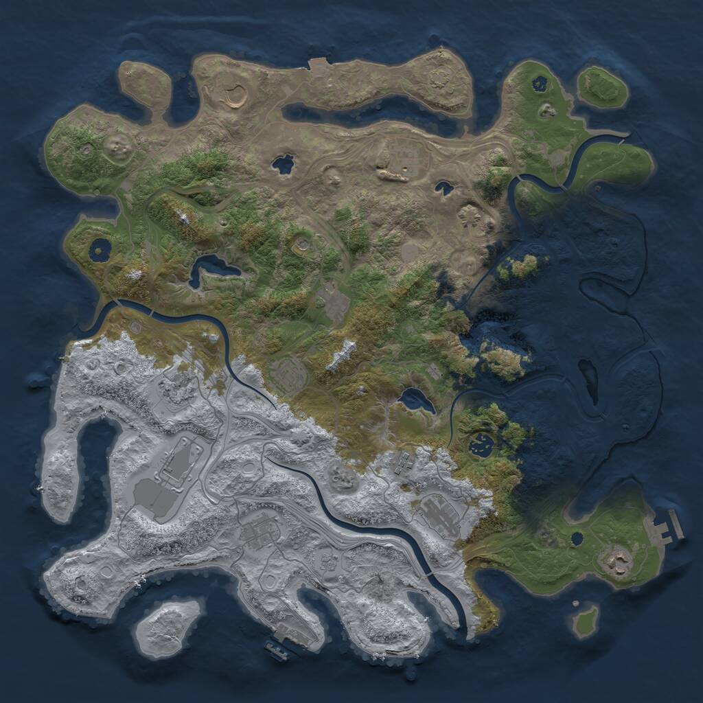 Rust Map: Procedural Map, Size: 4500, Seed: 28423, 17 Monuments