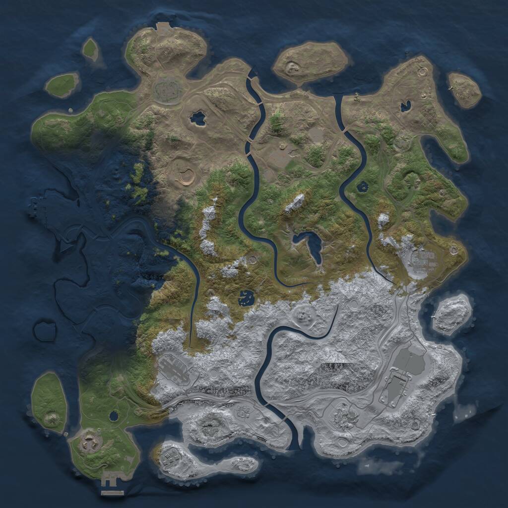 Rust Map: Procedural Map, Size: 4500, Seed: 476425999, 16 Monuments