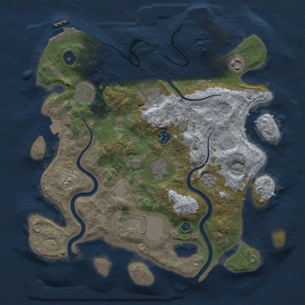 Rust Map: Procedural Map, Size: 3500, Seed: 321568839, 13 Monuments