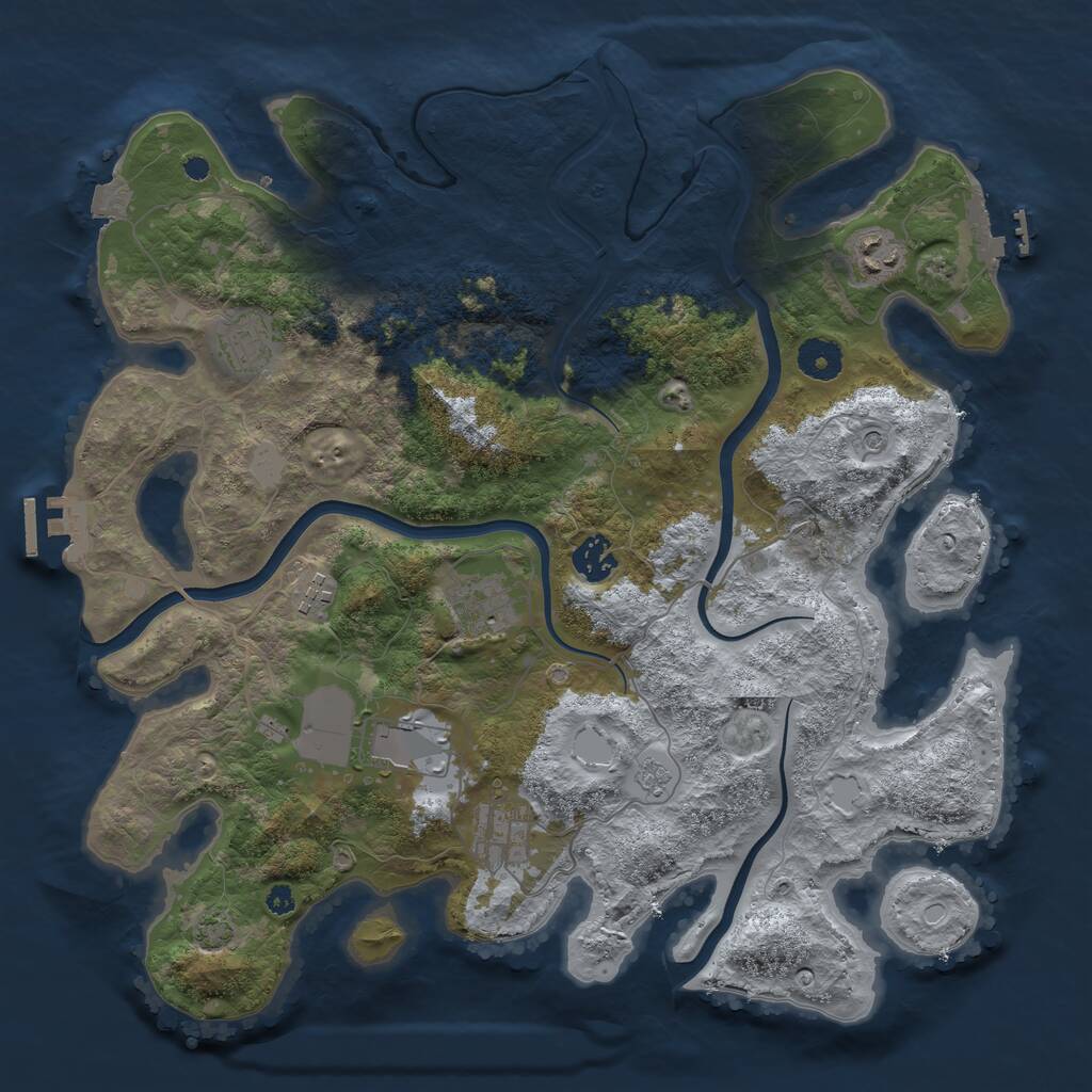 Rust Map: Procedural Map, Size: 3750, Seed: 61942850, 13 Monuments