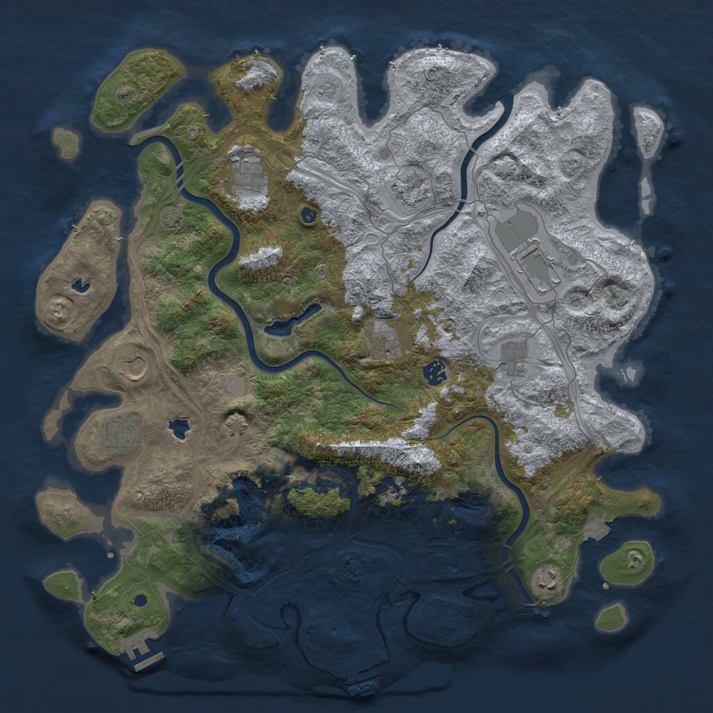 Rust Map: Procedural Map, Size: 4500, Seed: 154395329, 16 Monuments