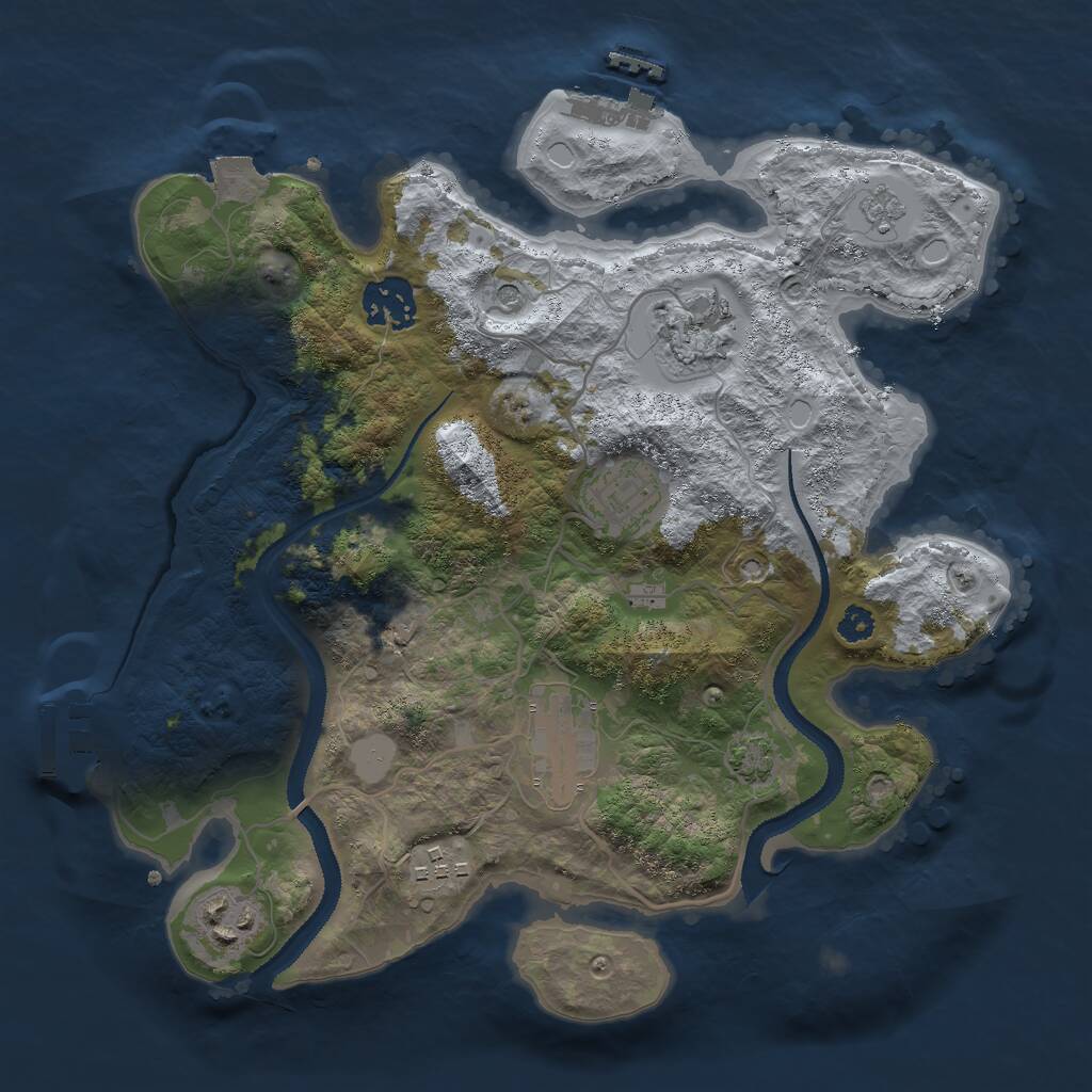 Rust Map: Procedural Map, Size: 3000, Seed: 754189665, 12 Monuments