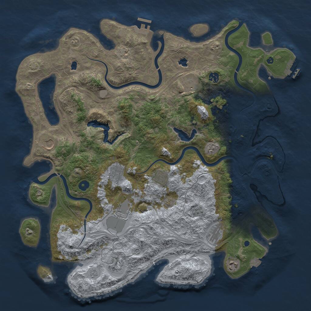 Rust Map: Procedural Map, Size: 4500, Seed: 625487, 16 Monuments