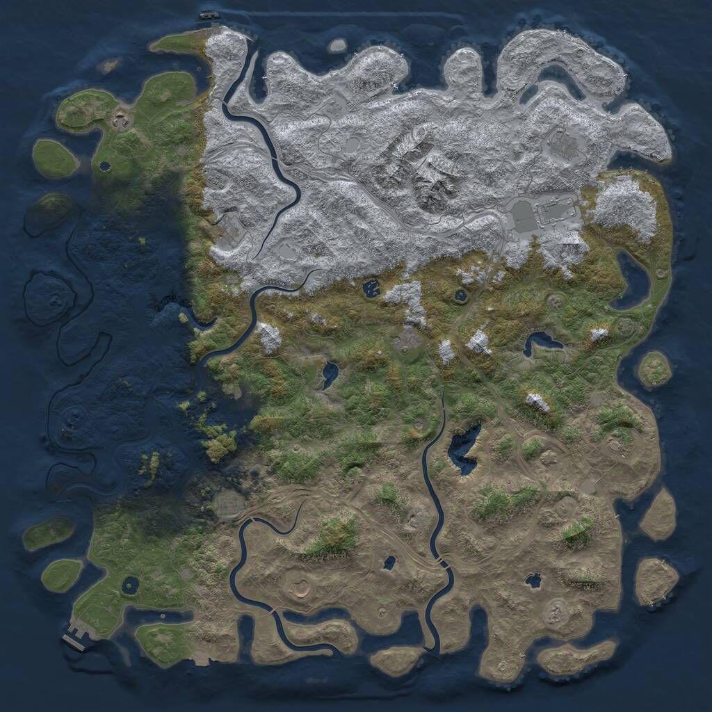 Rust Map: Procedural Map, Size: 6000, Seed: 856549673, 17 Monuments