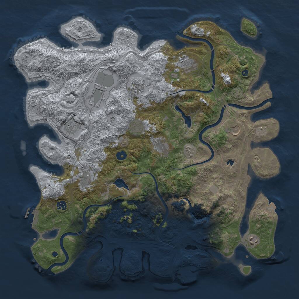 Rust Map: Procedural Map, Size: 4500, Seed: 1013699491, 17 Monuments