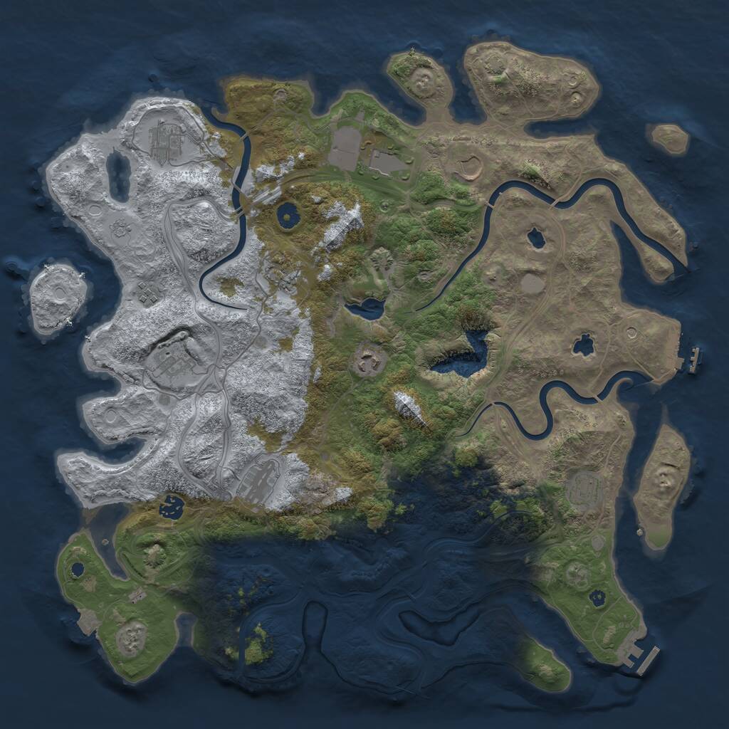 Rust Map: Procedural Map, Size: 4500, Seed: 161371023, 16 Monuments
