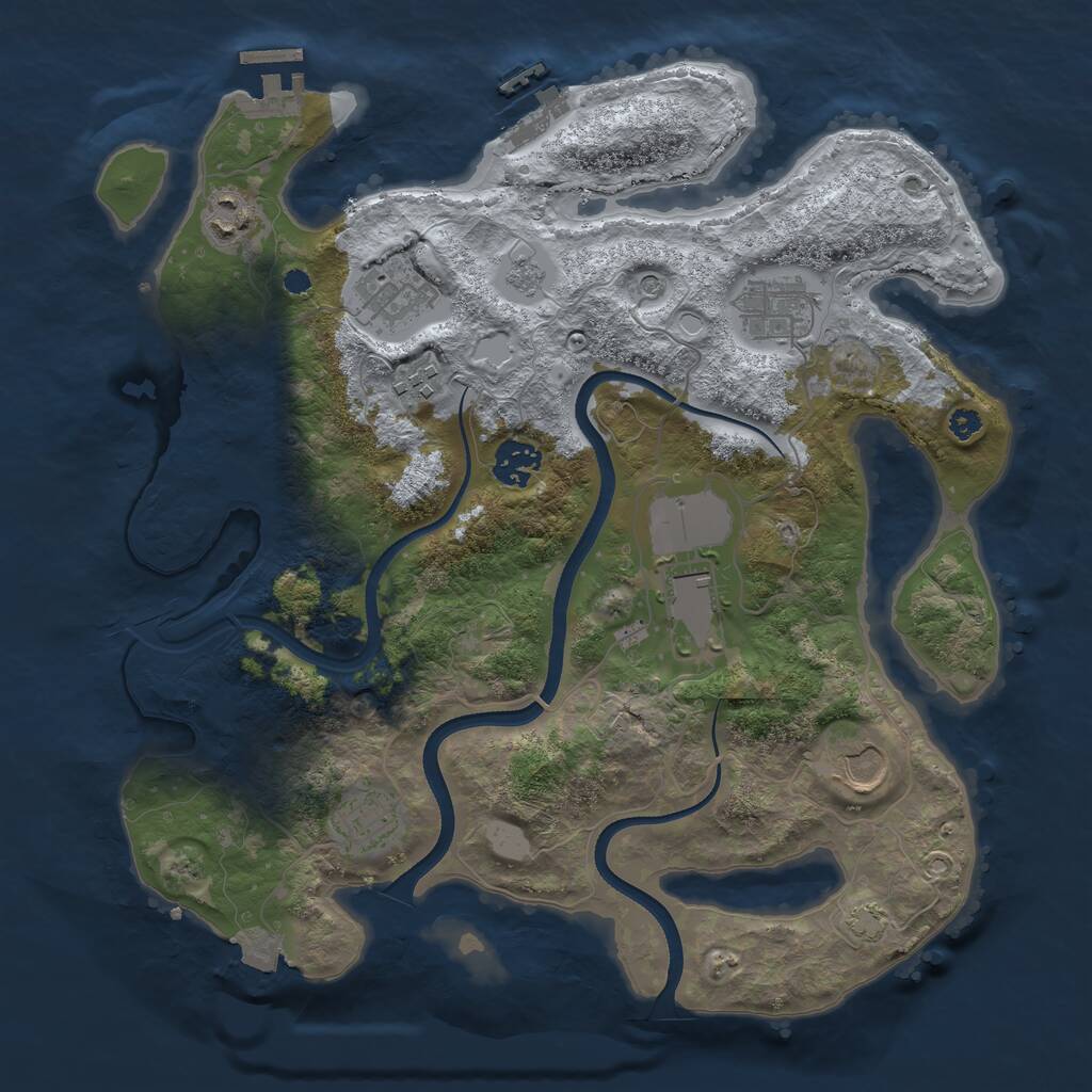 Rust Map: Procedural Map, Size: 3500, Seed: 1641843218, 14 Monuments