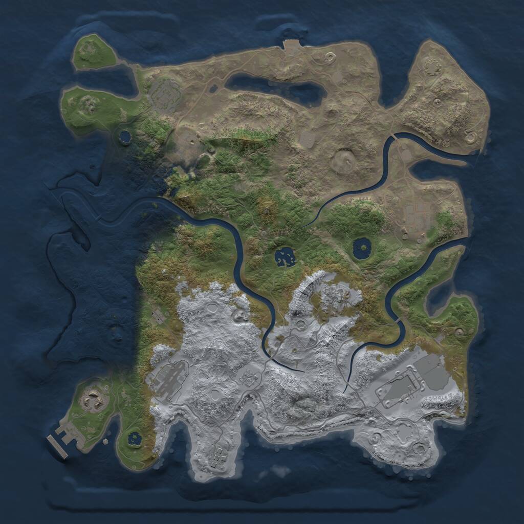 Rust Map: Procedural Map, Size: 3800, Seed: 9658103, 14 Monuments
