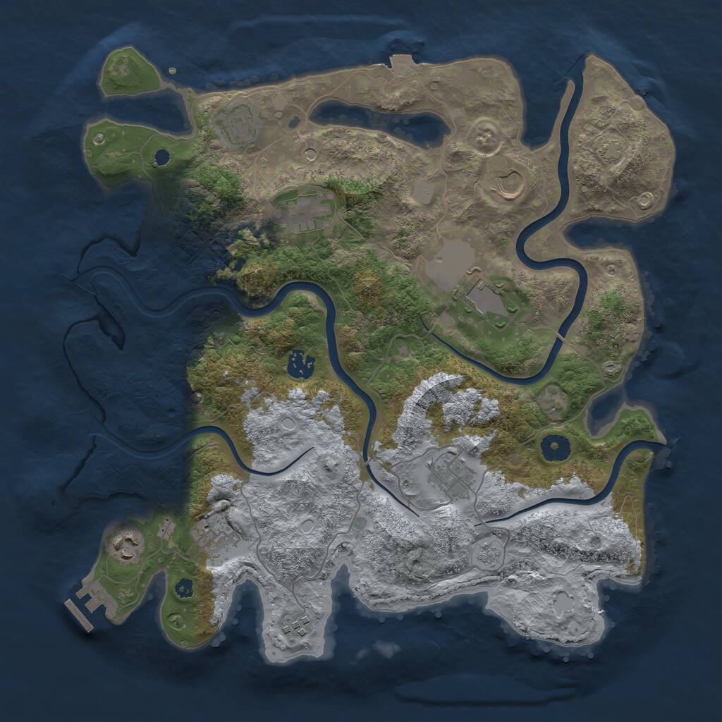 Rust Map: Procedural Map, Size: 3800, Seed: 9658103, 14 Monuments