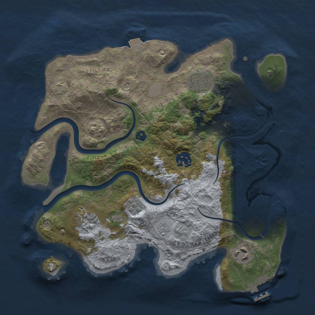Rust Map: Procedural Map, Size: 3000, Seed: 2224, 10 Monuments