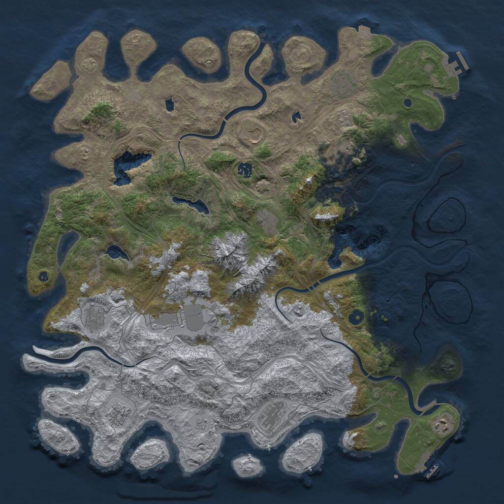 Rust Map: Procedural Map, Size: 5000, Seed: 944717751, 17 Monuments