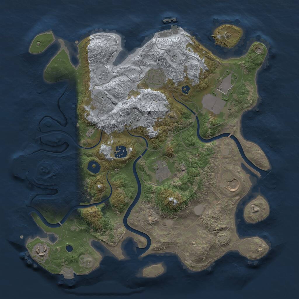 Rust Map: Procedural Map, Size: 3500, Seed: 456433848, 14 Monuments