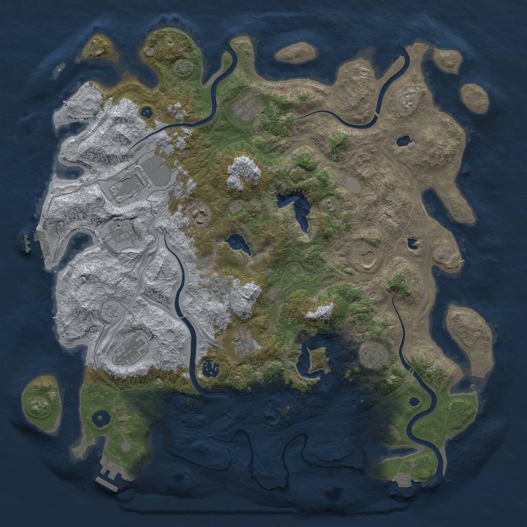 Rust Map: Procedural Map, Size: 4500, Seed: 115736535, 16 Monuments