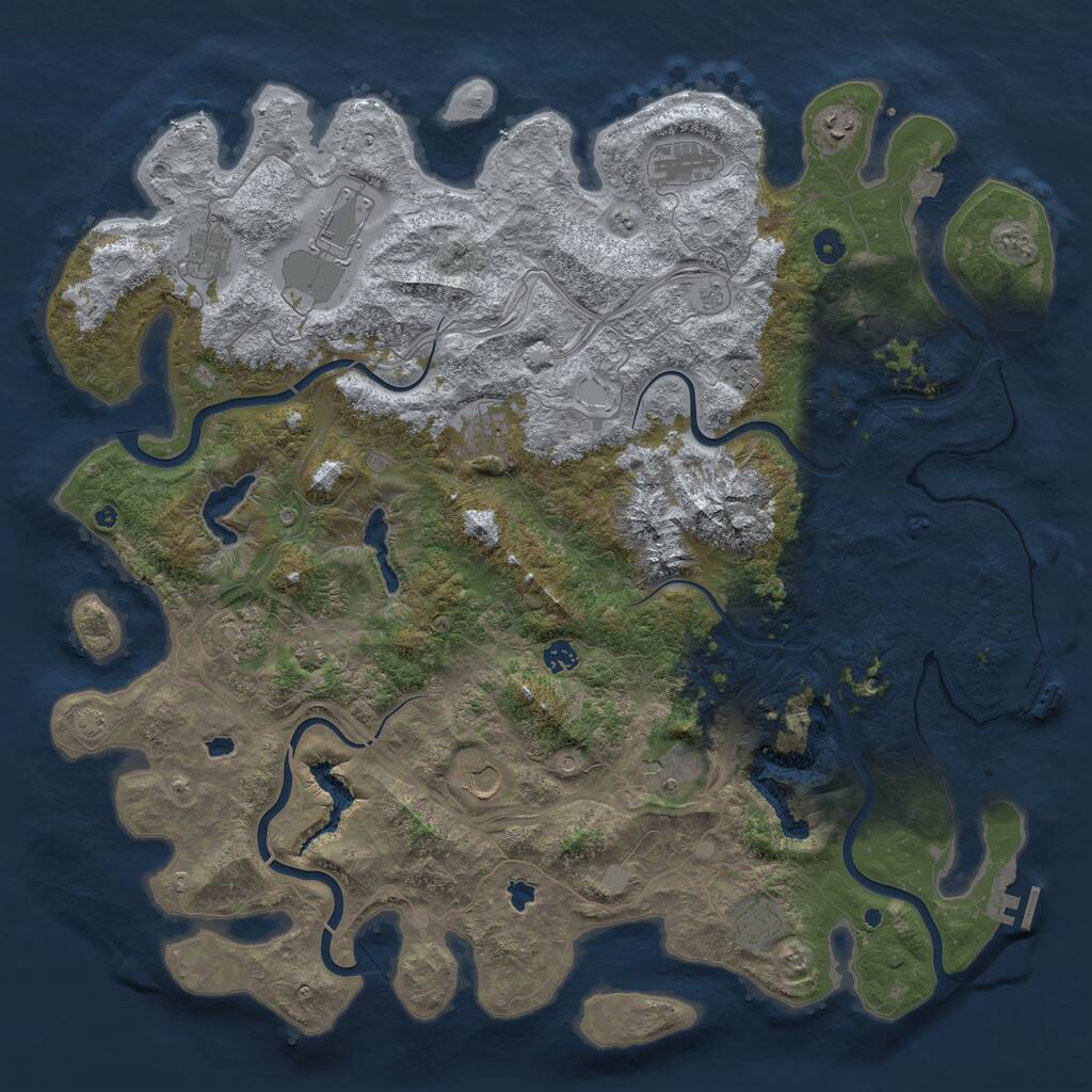 Rust Map: Procedural Map, Size: 5000, Seed: 576644590, 17 Monuments