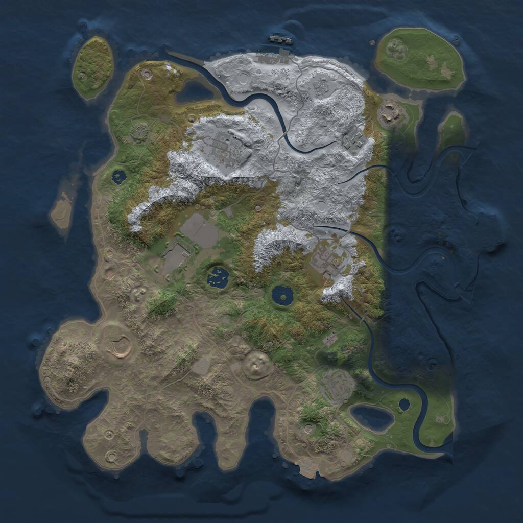 Rust Map: Procedural Map, Size: 3700, Seed: 382724113, 14 Monuments