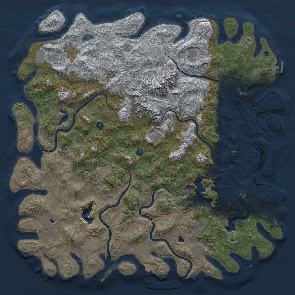 Rust Map: Procedural Map, Size: 6000, Seed: 399076653, 17 Monuments