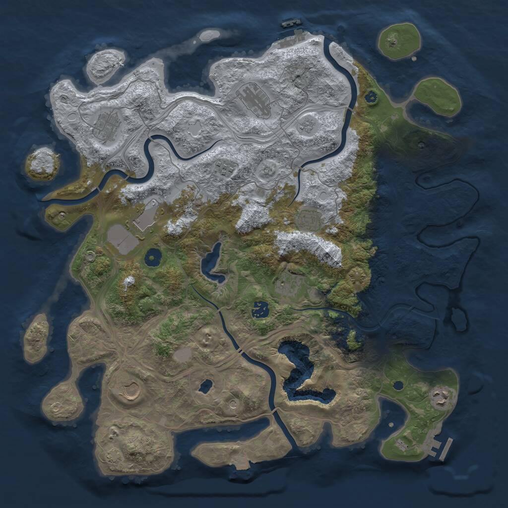 Rust Map: Procedural Map, Size: 4250, Seed: 488101772, 16 Monuments