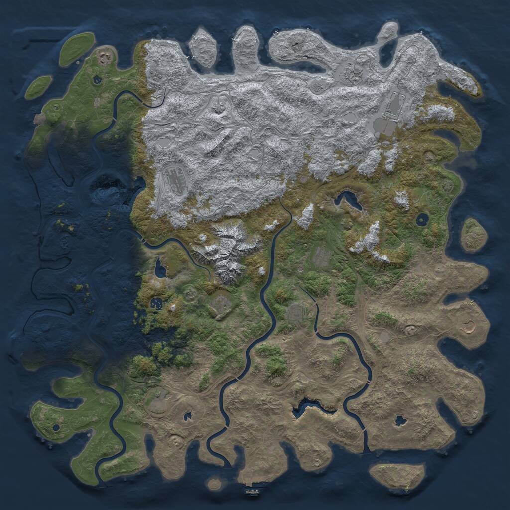 Rust Map: Procedural Map, Size: 6000, Seed: 1924204105, 17 Monuments