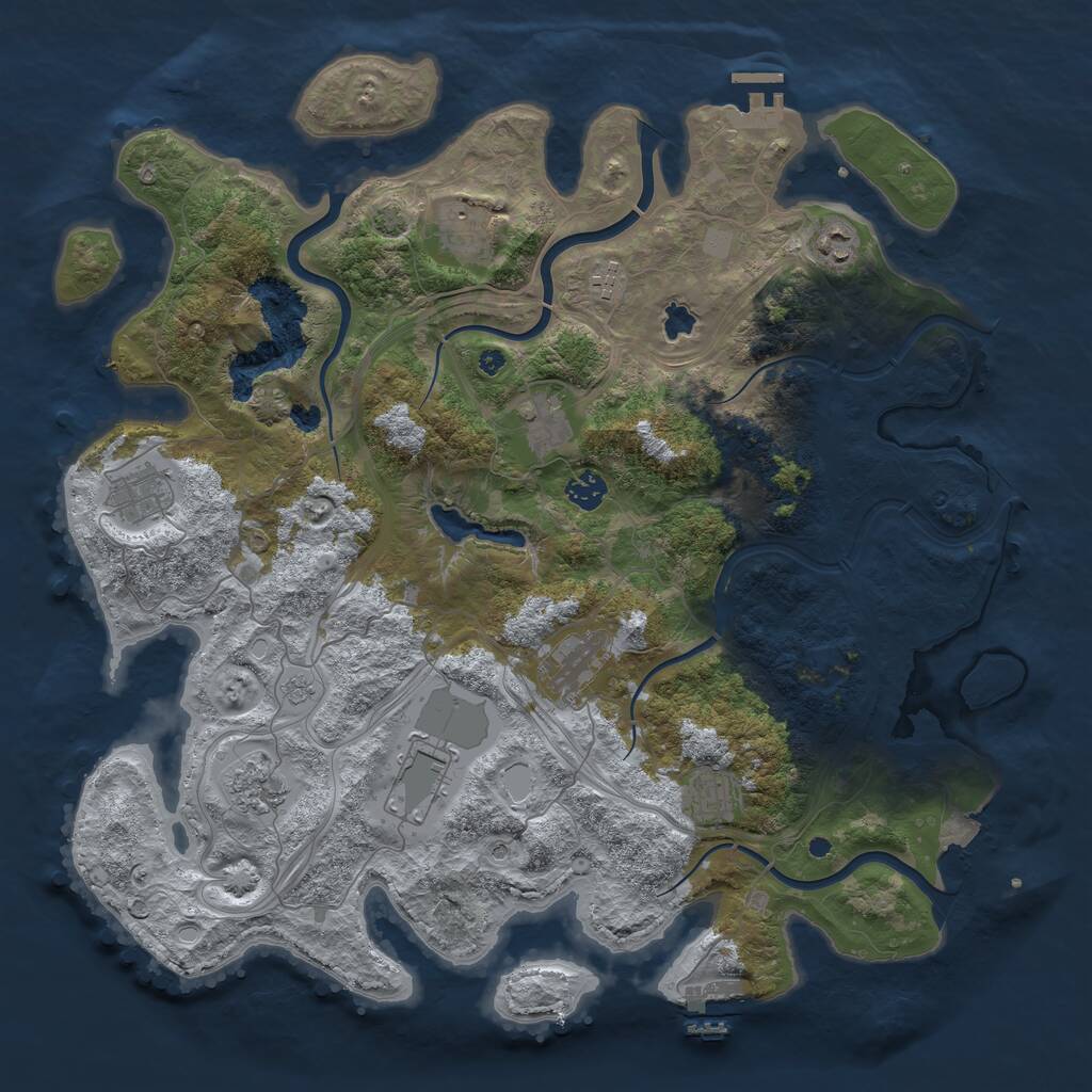 Rust Map: Procedural Map, Size: 4250, Seed: 1236738, 16 Monuments