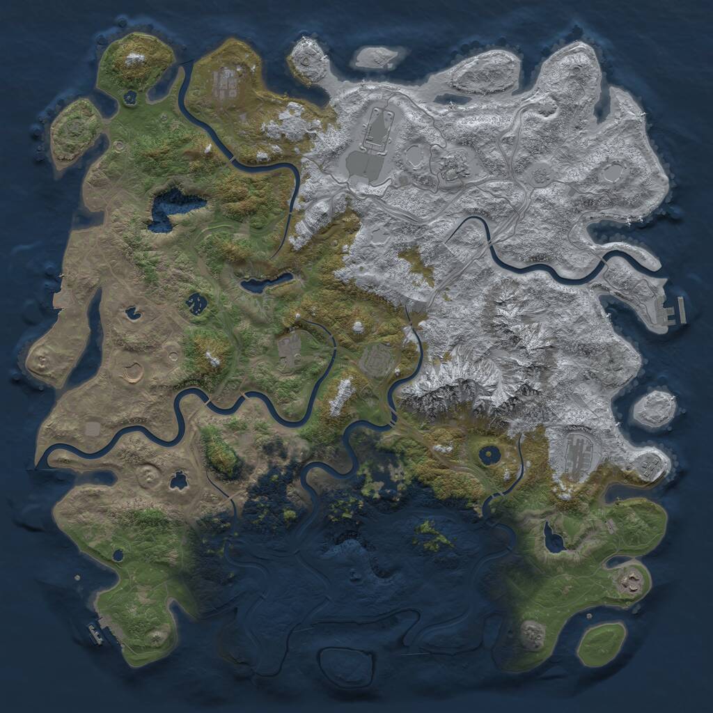 Rust Map: Procedural Map, Size: 5250, Seed: 447211881, 17 Monuments