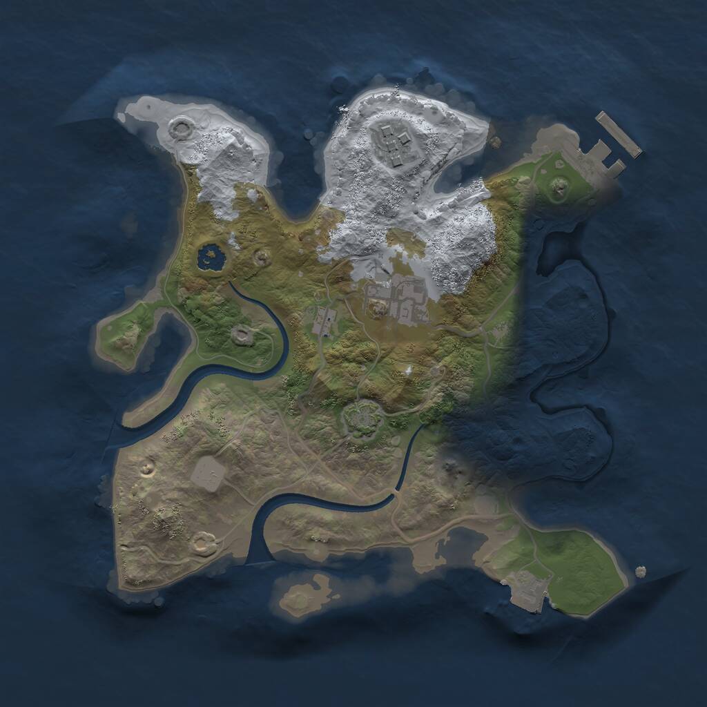 Rust Map: Procedural Map, Size: 2500, Seed: 642332491, 5 Monuments