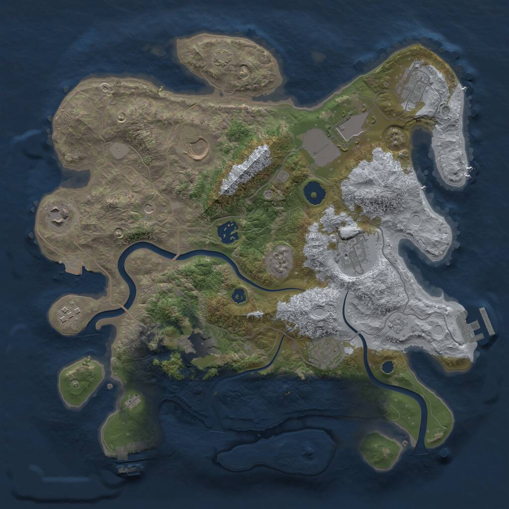 Rust Map: Procedural Map, Size: 3500, Seed: 71465436, 15 Monuments