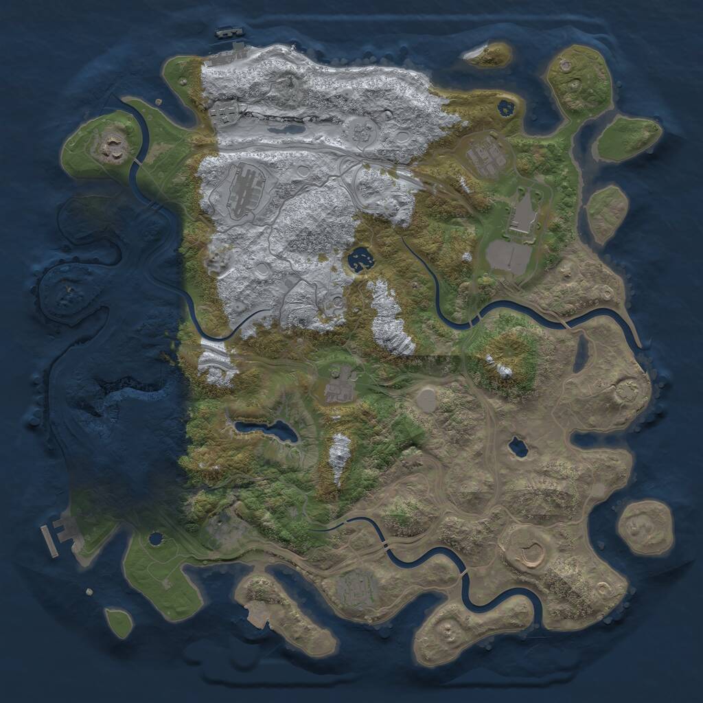 Rust Map: Procedural Map, Size: 4250, Seed: 936940493, 16 Monuments