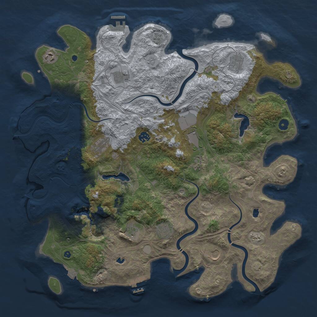 Rust Map: Procedural Map, Size: 4500, Seed: 80095652, 17 Monuments