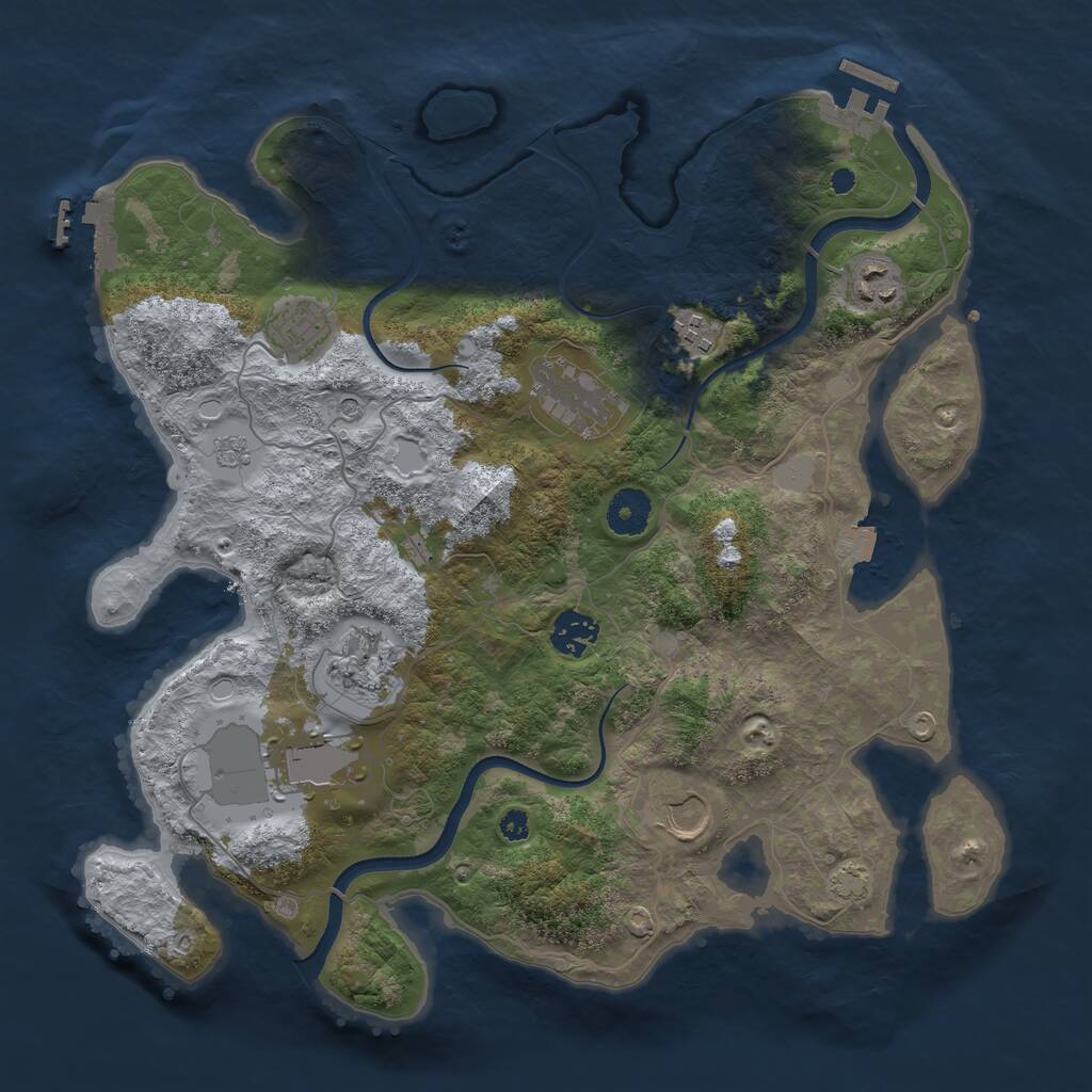 Rust Map: Procedural Map, Size: 3600, Seed: 90498679, 14 Monuments
