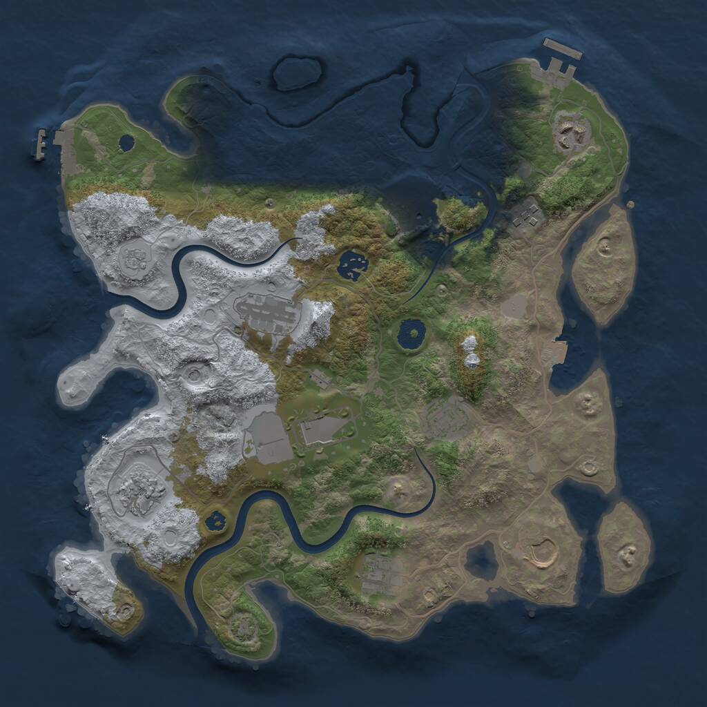 Rust Map: Procedural Map, Size: 3600, Seed: 90498679, 16 Monuments