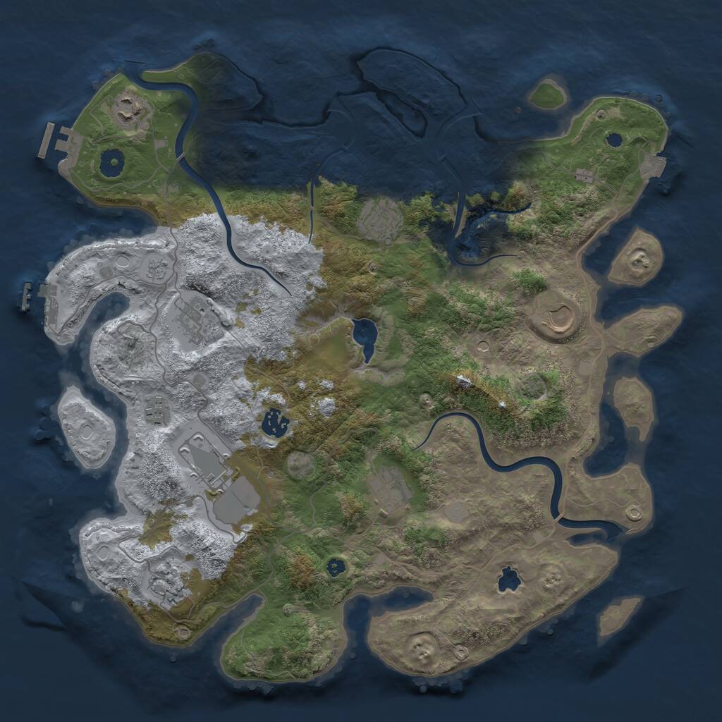 Rust Map: Procedural Map, Size: 4000, Seed: 15380065, 15 Monuments