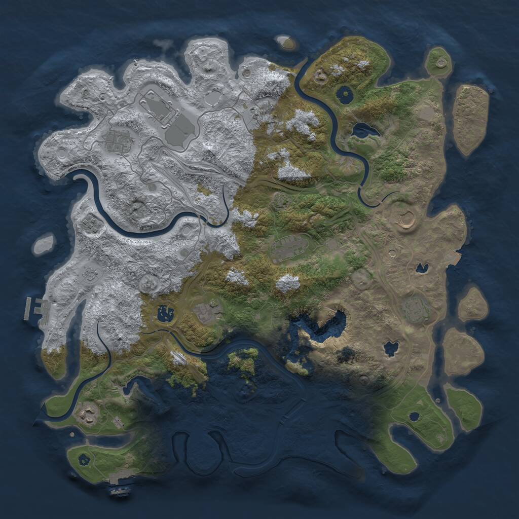 Rust Map: Procedural Map, Size: 4500, Seed: 305027373, 16 Monuments