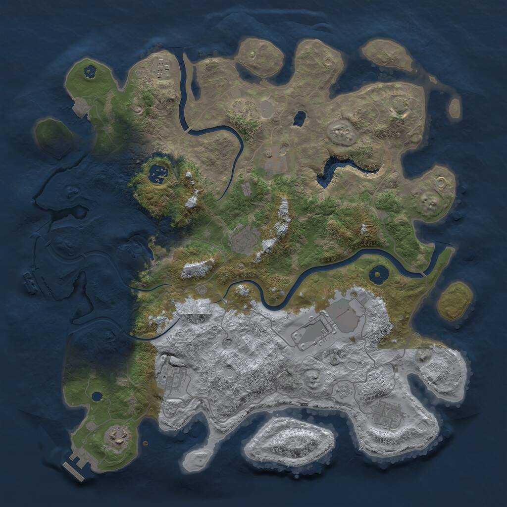 Rust Map: Procedural Map, Size: 4000, Seed: 1677, 14 Monuments