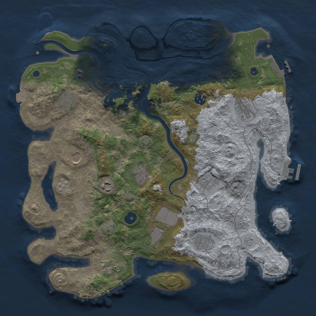 Rust Map: Procedural Map, Size: 3950, Seed: 855534, 17 Monuments