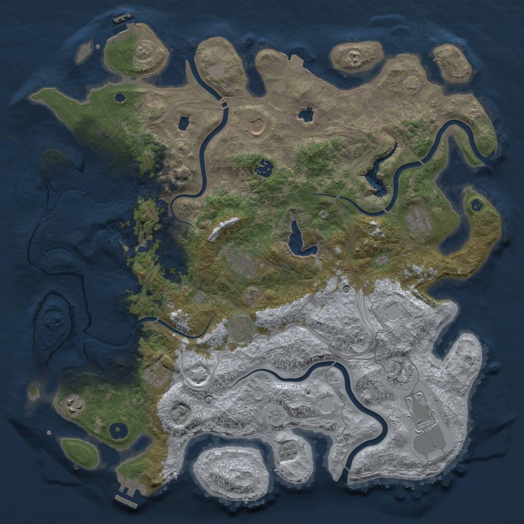 Rust Map: Procedural Map, Size: 4500, Seed: 2007628707, 16 Monuments