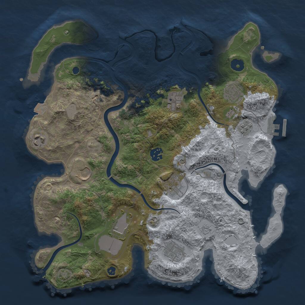 Rust Map: Procedural Map, Size: 3500, Seed: 1817105944, 14 Monuments