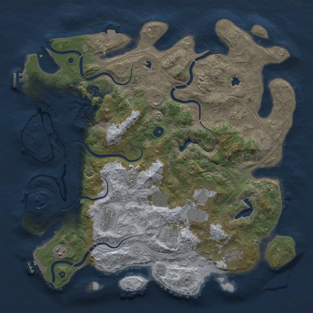 Rust Map: Procedural Map, Size: 4500, Seed: 79621, 16 Monuments