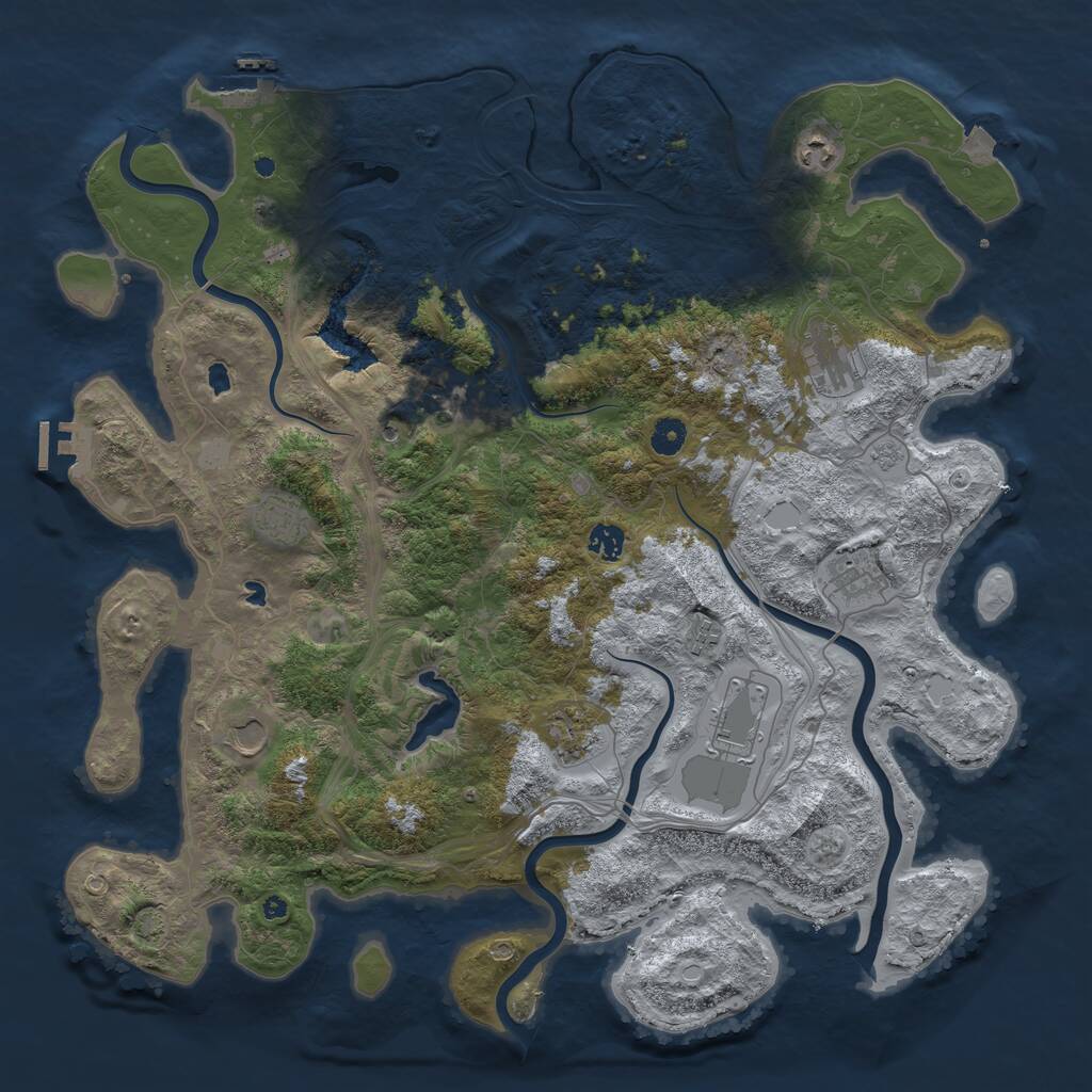 Rust Map: Procedural Map, Size: 4500, Seed: 1461620685, 16 Monuments